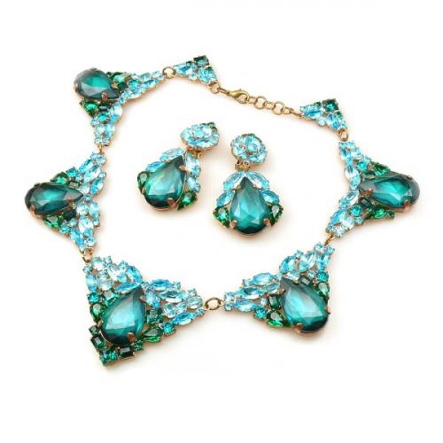  "Iris Necklace Set Aqua-Emerald"
